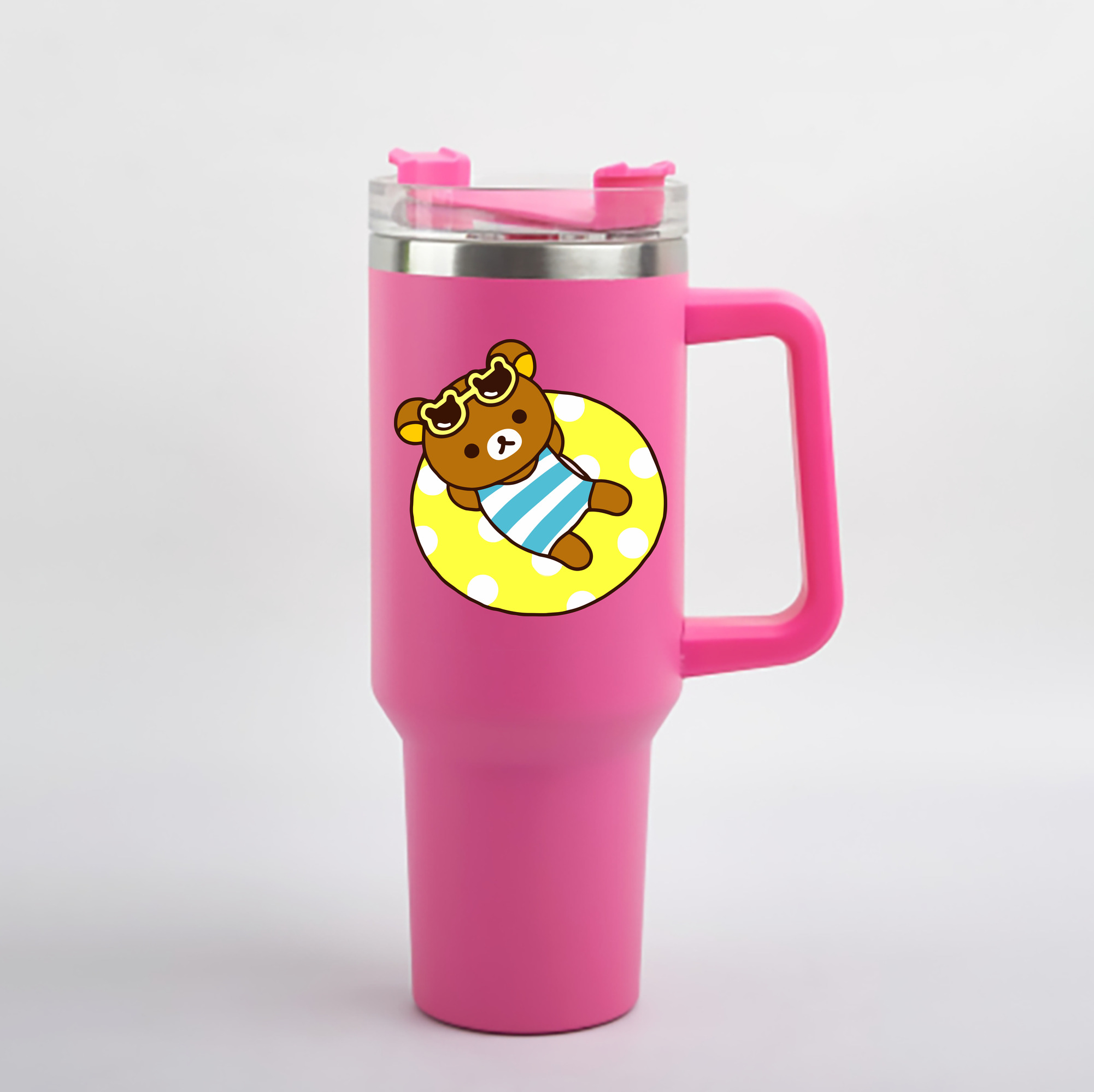 （画像用） リラックマ リラックマ キイロイトリ Rilakkuma Korilakkuma Kiiroitori 1200mL車用タンブラー - クリスタルステッカー（プラスチックストロー付き）